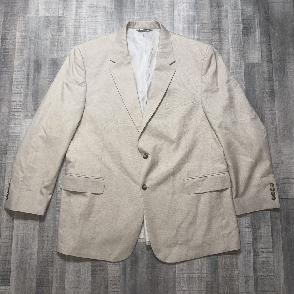 Jos A Bank Mens 48R Grey Cotton Wool Blend Micro Houndstooth Blazer Sport Coat
